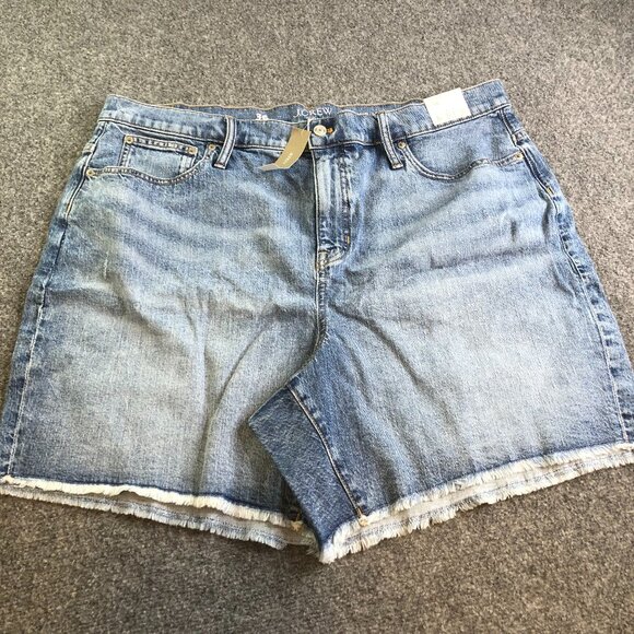 J Crew Denim Shorts Womens 36 Blue Mid Length High Rise 7" Inseam Mom Jorts - Picture 1 of 10